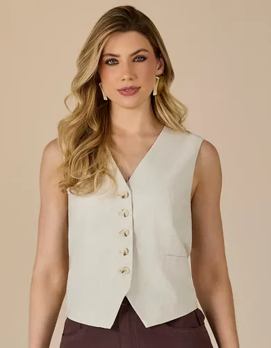 Colete Alfaiataria Em Linho Forrado - Elegância E Conforto