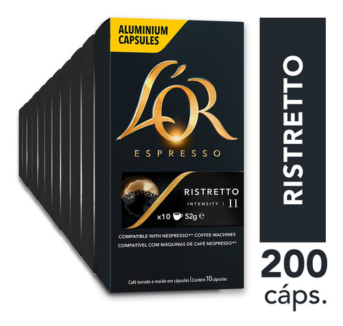 Imagem 1 de 1 de Kit 200 Cápsulas De Café L'or Ristretto