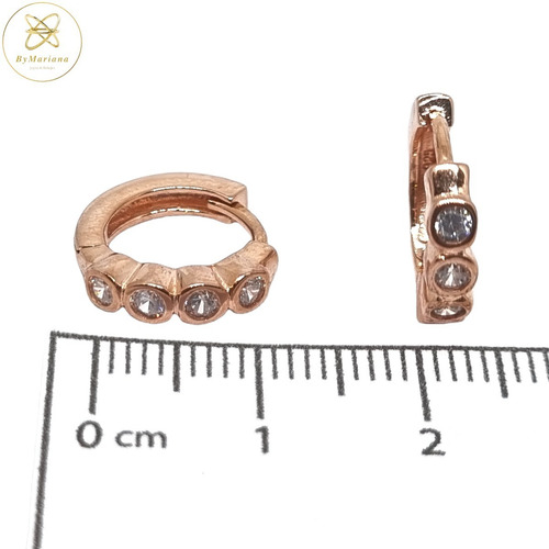 Imagen 4 de 5 de Aros Plata Rose Rodinada Argolla Con Cubic 15 Mm 2,8 Grs