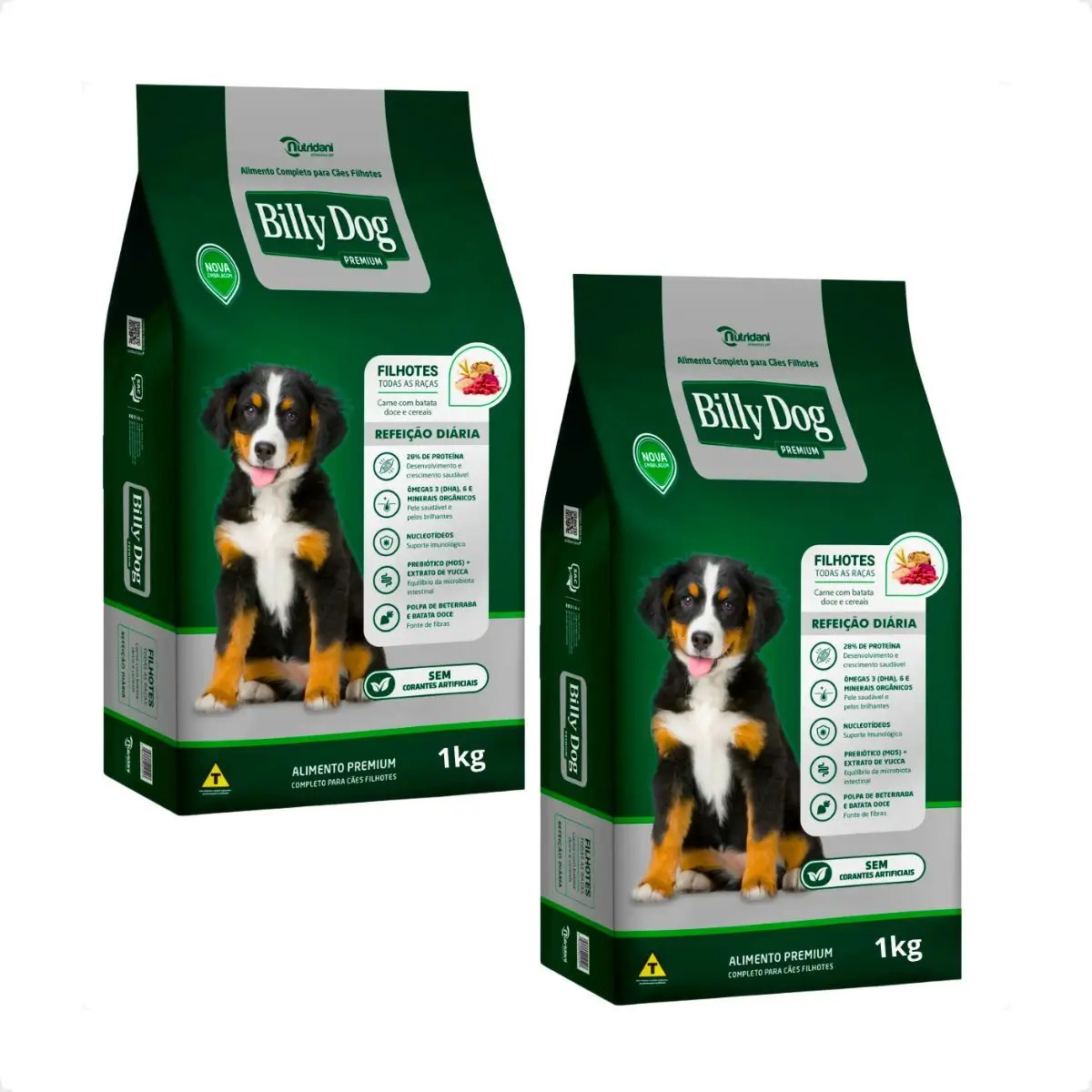 Ração Billy Dog Filhotes 2kg Carne Proteína Nutrição Cães Pequenos