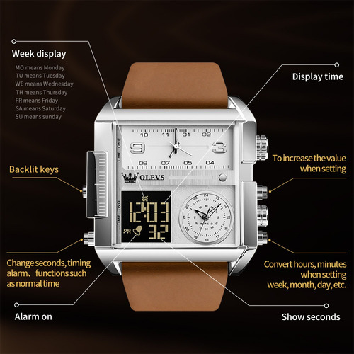 Relógios impermeáveis Olevs com cronógrafo digital para homens