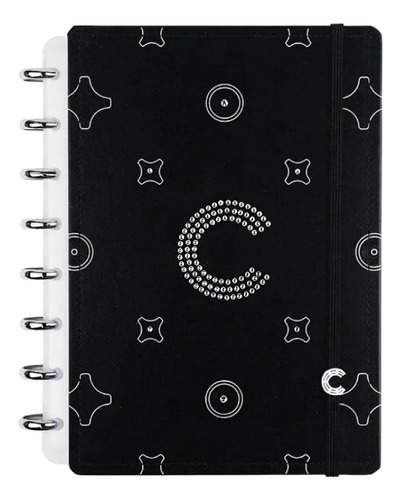 Caderno Inteligente A5 Cristal Swarovski Estampado Preto