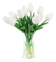Comprar Tulipanes Artificiales En Jarrón, 10 Tulipanes Blancos