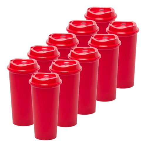 10 Vasos Reusables Para Cafe Tipo Star 20 Oz Bebida Caliente Rojo