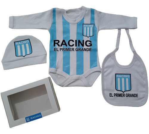 Ajuar De Nacimiento Bebés Racing En Caja 3 Prendas 