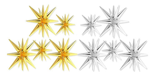 Pack 5 Globos Estrellas 14 Puntas Metalizadas 45cm 4d Deco