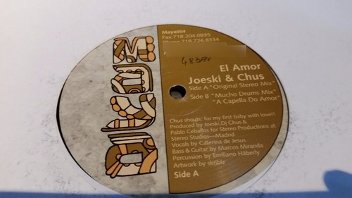 Joeski & Chus El Amor Vinilo Maxi Usa 2001 Gran Tema