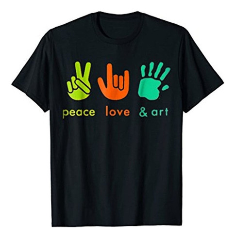 Paz Amor Arte Playera Dedos Mano Signo Pintor Arte Profesor