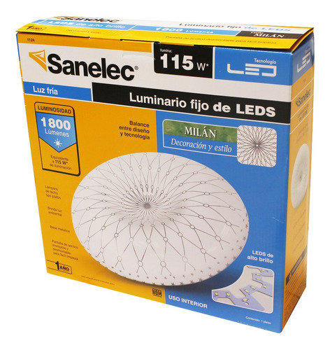 Luminario Fijo Sanelec Linea Milan Led 18w Luz Fría Color Blanco