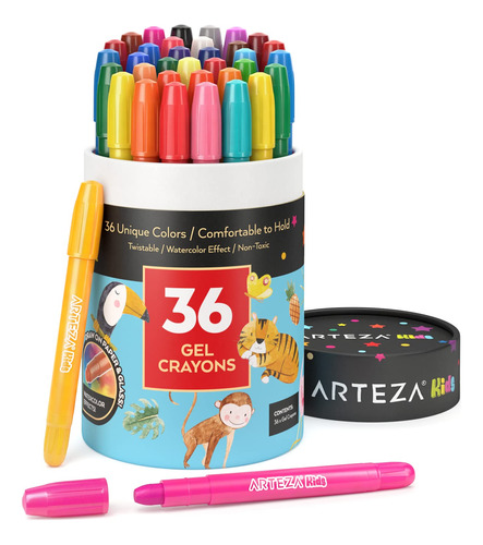 Arteza Crayones De Gel Para Nios, 36 Unidades, Crayones Giga