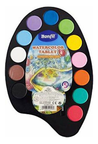 Acuarelas Paleta X12 Colores Bonfil