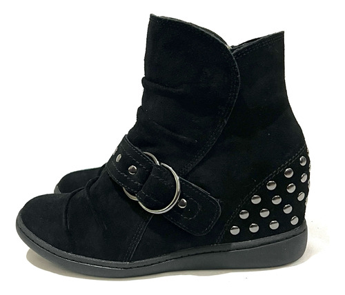 Botín Cuero Taco Chino Escondido Marca Skechers N*39.5 Negro