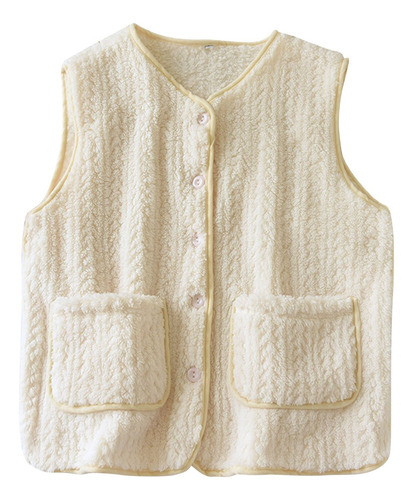 Chaleco Casual De Forro Polar De Franela De Color Liso Para