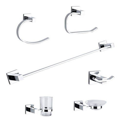 Set 6 Piezas Accesorios Metalicos Para Baño Gloa