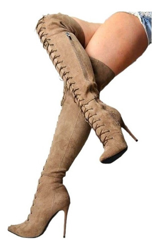 Botas Mujer Lazhu For Arriba De La Rodilla Con Tacón De