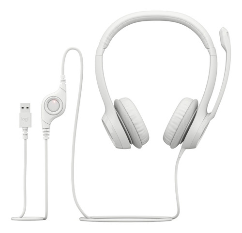 Auriculares Headset Logitech H390 Blanco Pc Cable Usb 1,9mtr