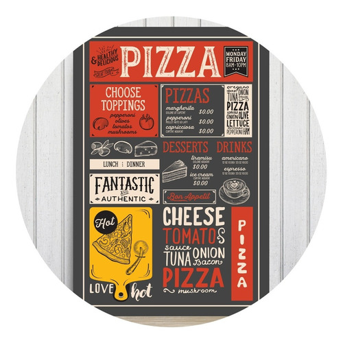 Placa Decorativa Mdf Frases Pizza Diversas 30x40cm