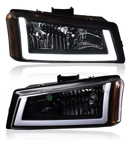 Cheyenne Silverado 2003 04 05 2006 Faros Fondo Negro Led Bsj