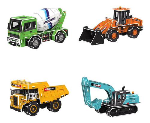 4 Kits De Modelos De Coches De Cartón 3d, Mezclador S