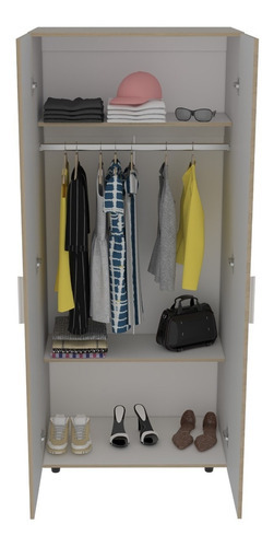 Closet Carlota, Beige y Blanco, con Dos Puertas Abatibles