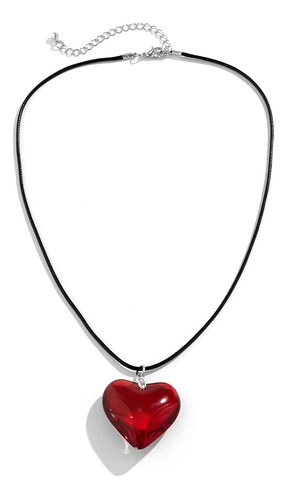 Collar Gargantilla Corazón Hinchado, Colgante Grande Terciop