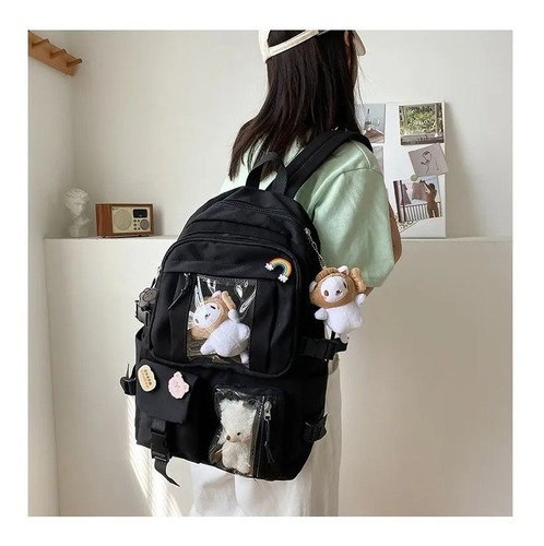 Mochila Escolar Viaje Kawaii Estilo Coreano Color luckyAzul