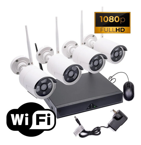Kit Seguridad 4 Cámaras Wifi Hd 1080p Nvr Inalámbrico