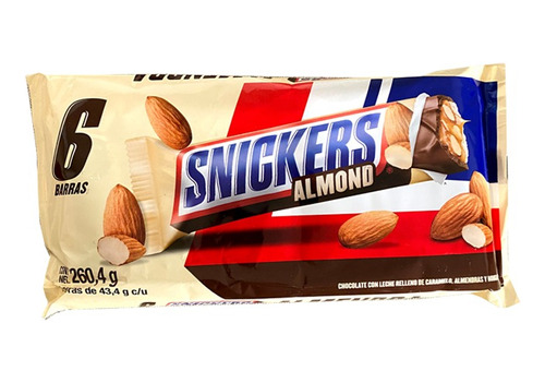 Snickers Almendras 43,4 Grs Six Pack X 8 Display 48 Unidades