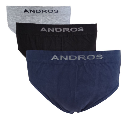 Pack X 3 Slips Lisos De Hombre Andros Algodón Talles S-xxl 