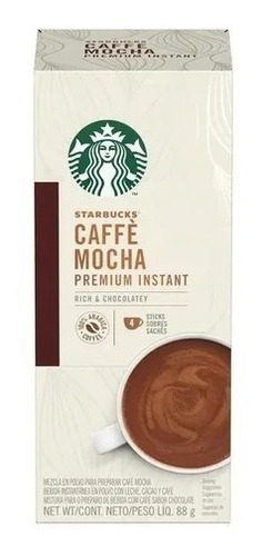 Café Starbucks Premium Instant Caffè Mocha Com 4 Sachê 88g