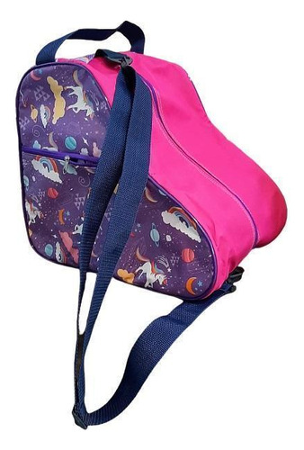 Bolsa Mochila Unicórnio Detalhe Rosa Pink Patins Quad Inline