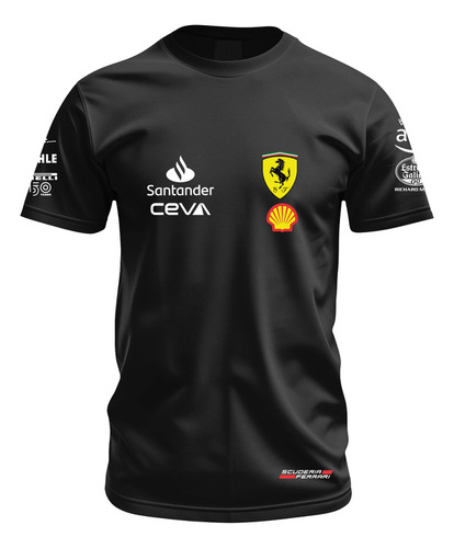Playera Ferari F1 Escuderiaautos Para Hombre Negra