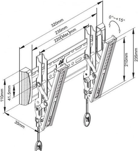 Imagen 4 de 5 de Soporte Para Televisor Tv 17-37 Pulgadas Inclinable 15° Negr