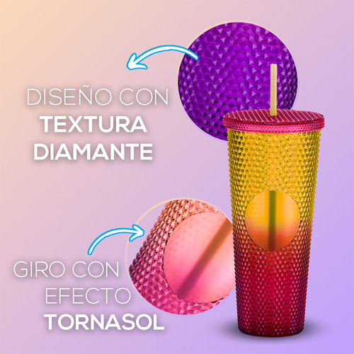 Termo Multiusos Vaso Acrílico Textura Tridimensional 750ml Rojo Degradado
