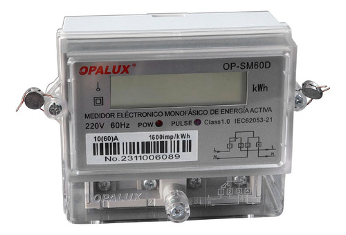 Medidor De Energía Monofásico Digital 220v Op-sm60d Opalux