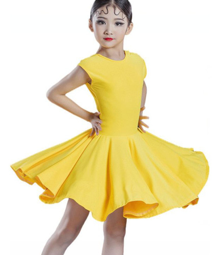 1 Vestido De Baile Latino Para Niños, Color Caramelo, Para N