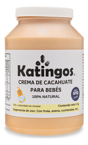 Crema De Cacahuate Para Bebes, Sin Sal Y Azúcar (ablactación A Partir 6 Meses), Marca Katingos 1 Kg