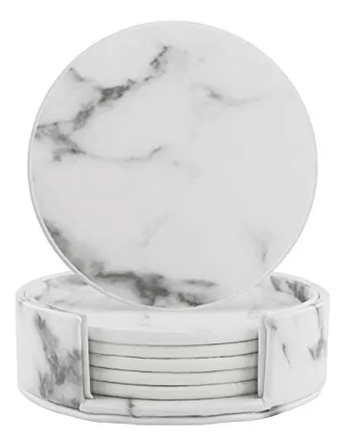 Posavasos De Cuero Soporte, Set De 6