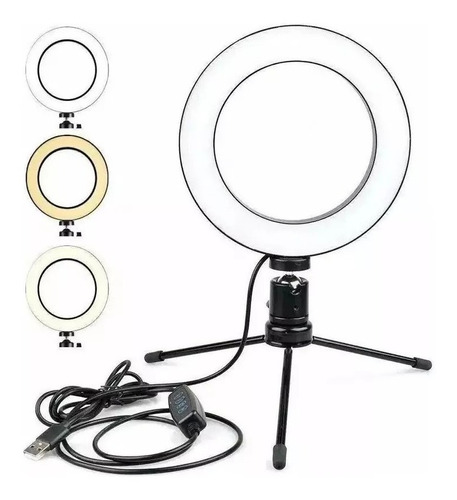 Trípode Flexible Con Aro De Luz Led Fill Light 16cm         