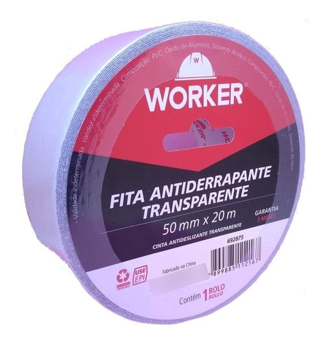Fita Antiderrapante Transparente 50mm X 20 Metros Worker