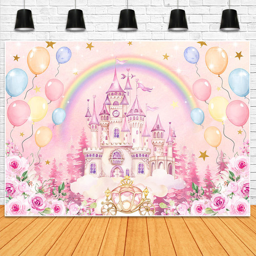 Fondo De Fotografía De Cumpleaños De Niña Princesa Castillo