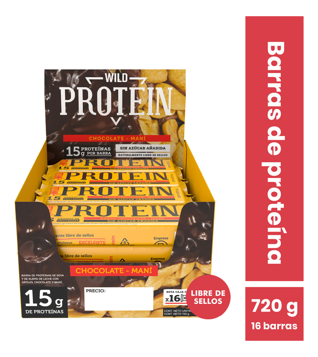 Wild Protein Chocolate Maní 16 Unidades