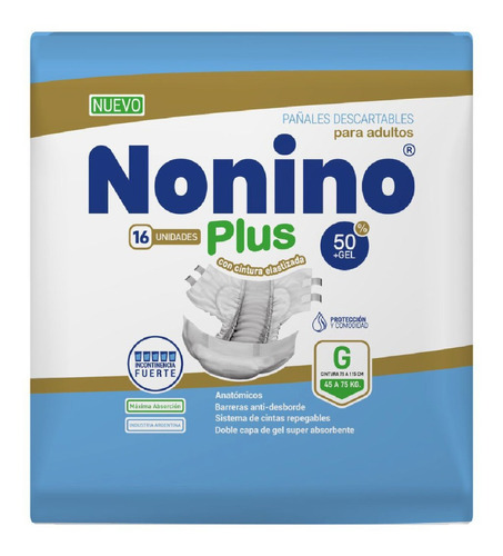 Nonino Anatómicos Elastizados Talle G X 80 Pañales