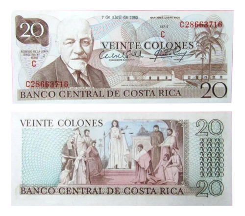 Costa Rica Billete 20 Colones Año 1983 Pick 238 Unc Sin Circular
