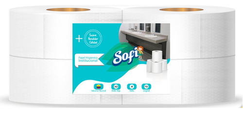 Papel Higienico Jumbo Institucional 250mts X4 Und Marca Sofi