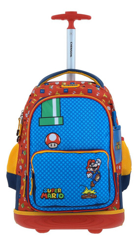 Mochila Mario Bros Onder Primaria Con Carro Mb70511-9 Color Multicolor