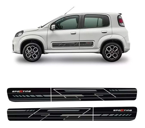 Faixa Lateral Fiat Uno Sporting 2015/2016 Adesivo Grafite