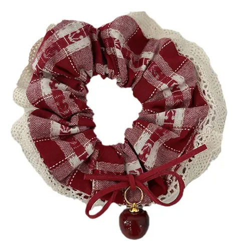 Anillo De Pelo Retro Francés Can Ye High Elastic Plaid Rosa