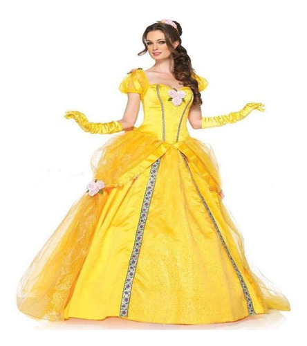 Vestido Largo Amarillo De Campana De La Bella Y La Bestia Ha