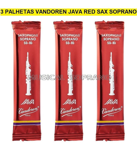 3 Palhetas Vandoren Java Red Sax Soprano - N° 2